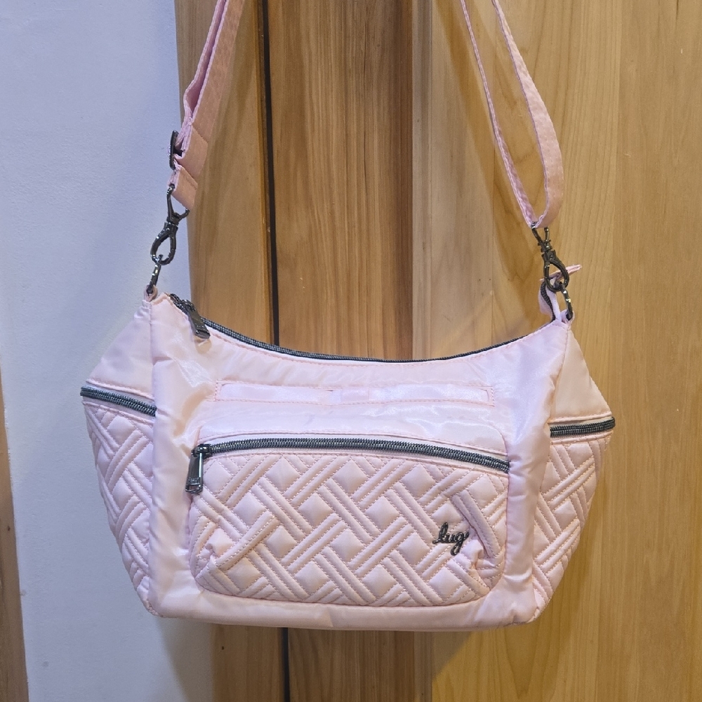 Lug Pink Quilted Shoulder Bag with Hobo Style